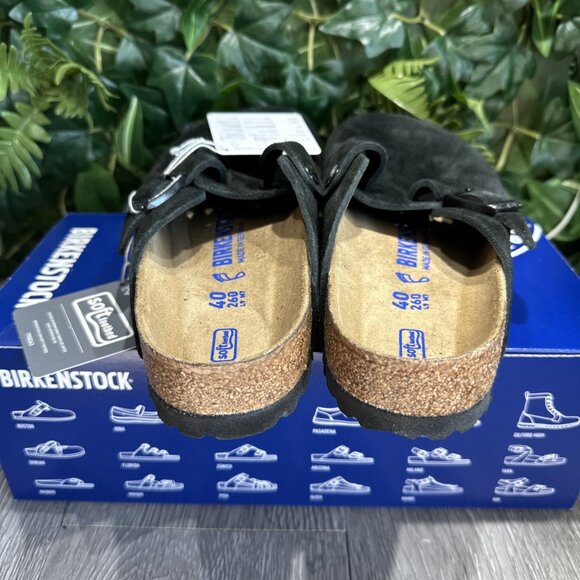 BIRKENSTOCK Boston Soft Footbed Suede Leather Unisex Men Size 9 EU 42 Black